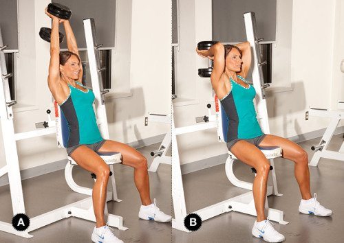 Seated Dumbbell Tricep - Bài tập gym giảm cân, giảm mỡ tay sau với tạ đơn